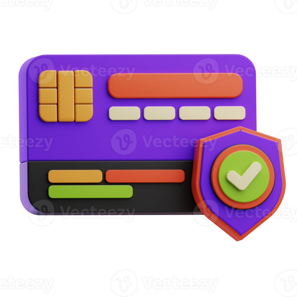 Debit Card cyber security illustration 3d png