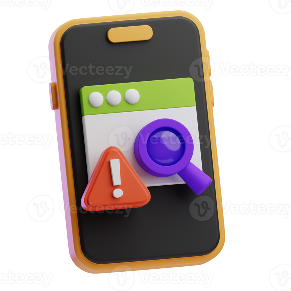 Smartphone cyber security illustration 3d png