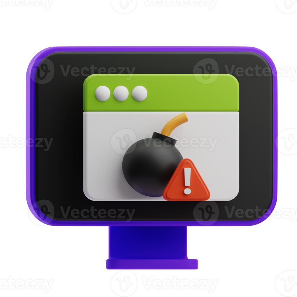 Bomb cyber security illustration 3d png