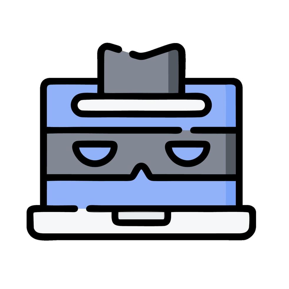 A laptop with a hat on it vector