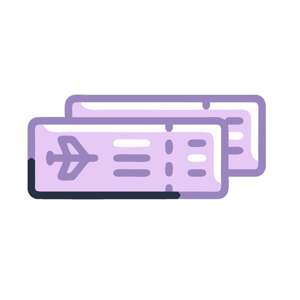 A purple ticket with a plane on it vector