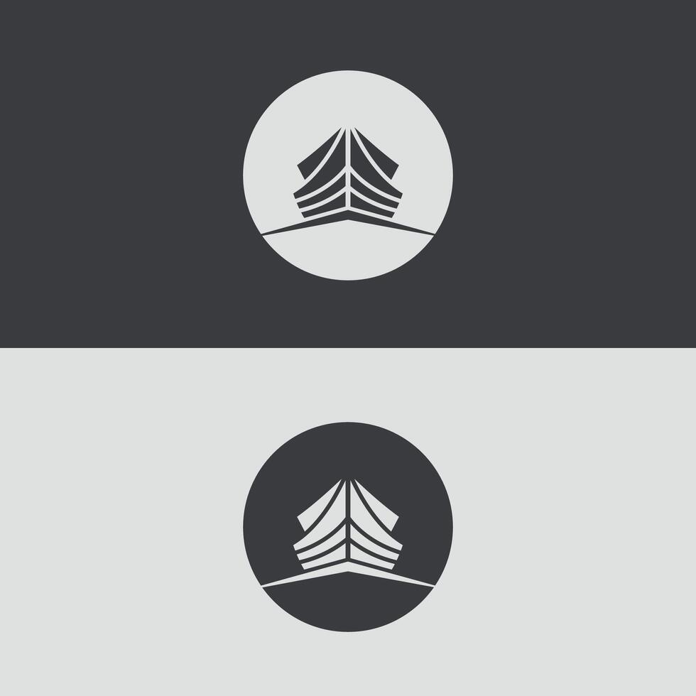 Black and white of Noah's ark logo. Simple ship illustration vector
