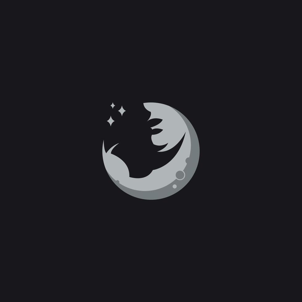 Rhino moon and star logo illustration design vector