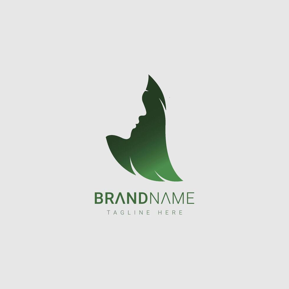 Beautiful woman hair leaf logo illustration design. Suitable for your skin care business, spa, salon etc vector