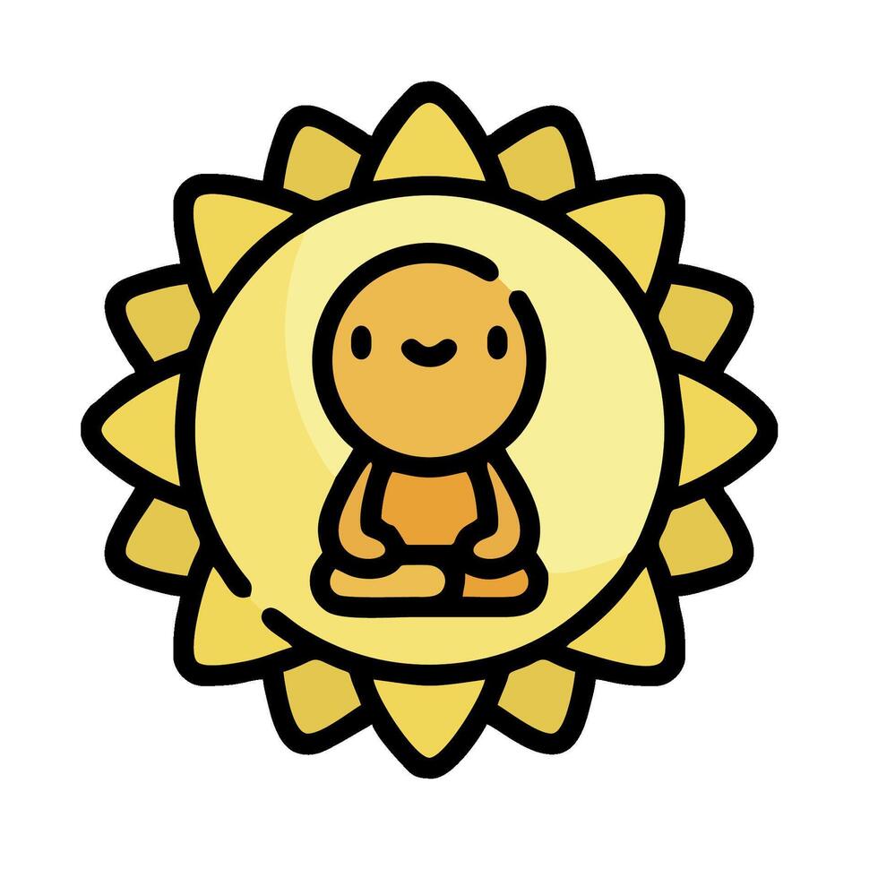 sun symbol with a little boy sitting in the sun vector