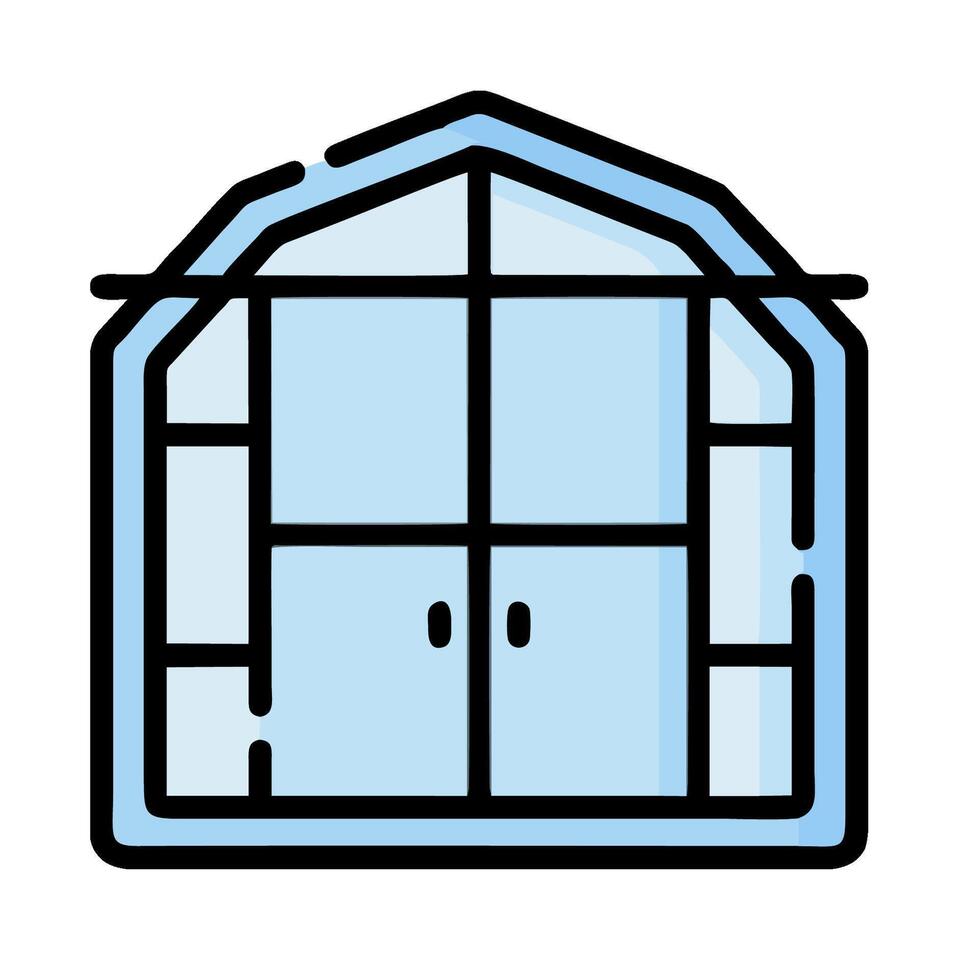 a window with a glass door and a window frame vector