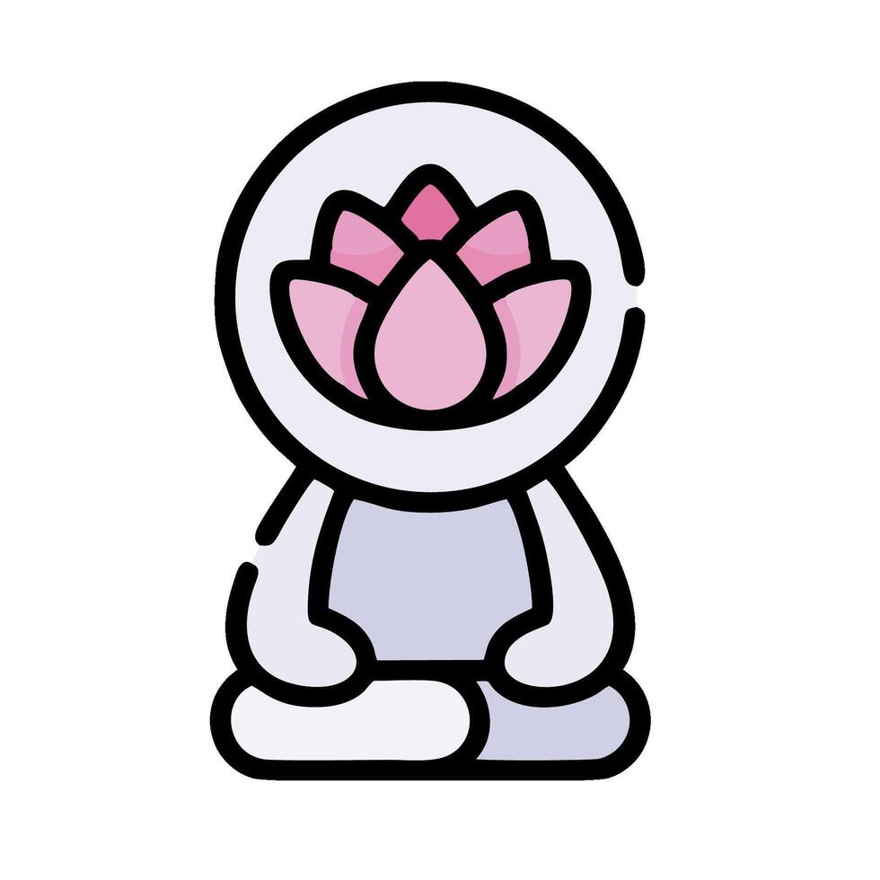 a person sitting in a lotus position with a pink flower vector