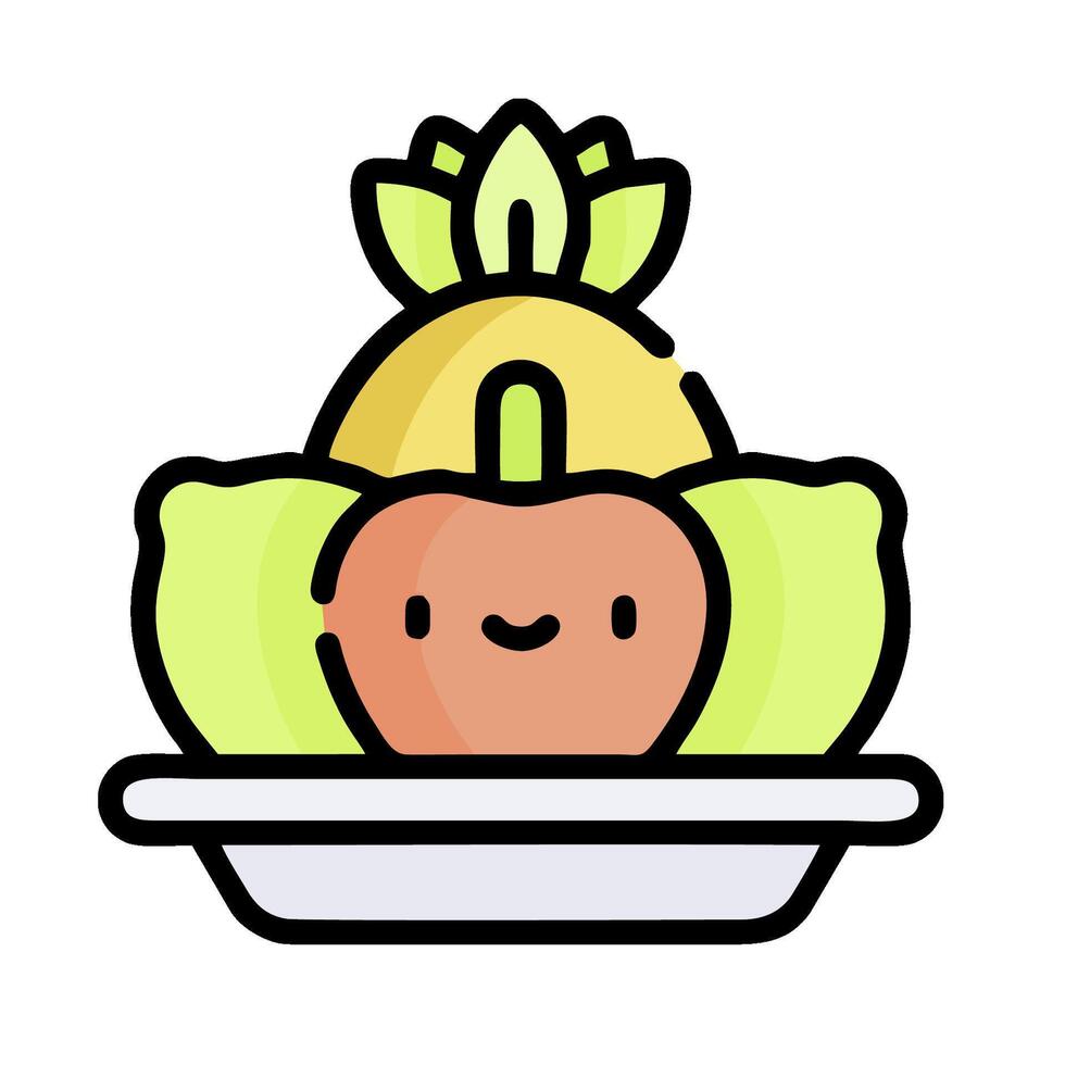 fruit bowl with kawaii fruit icon vector