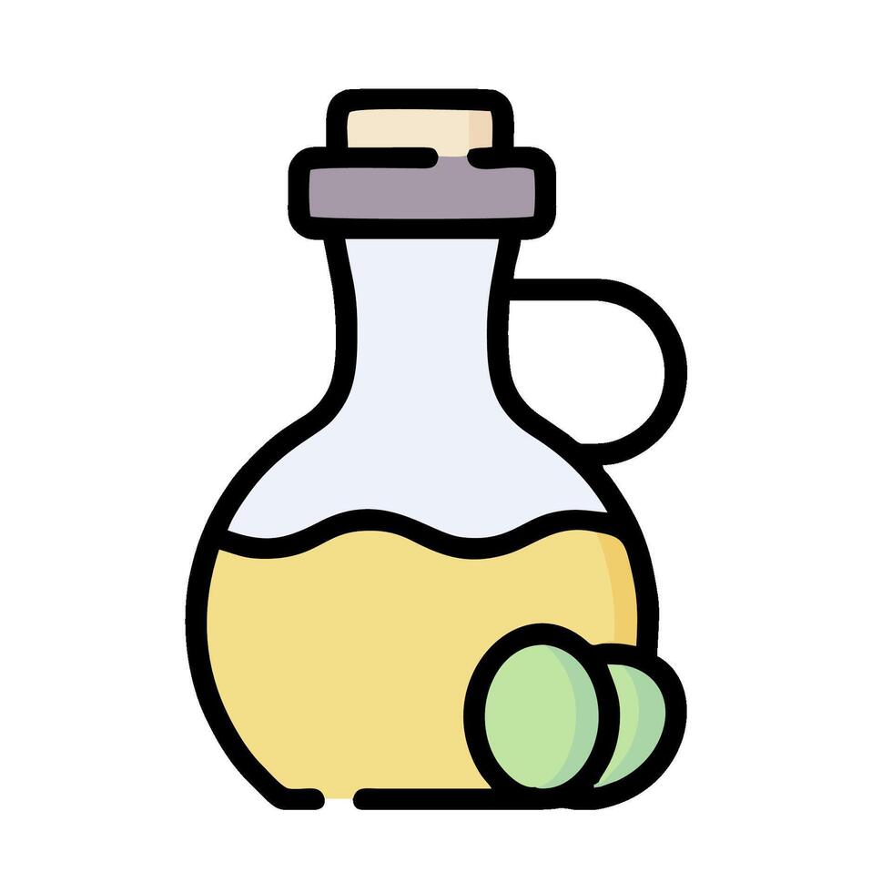 olive oil bottle and olive oil illustration design vector