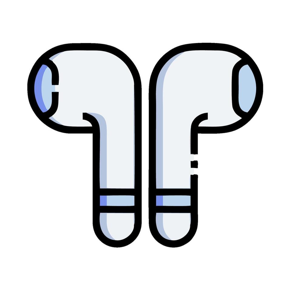 two earbuds are shown in a line on a white background vector
