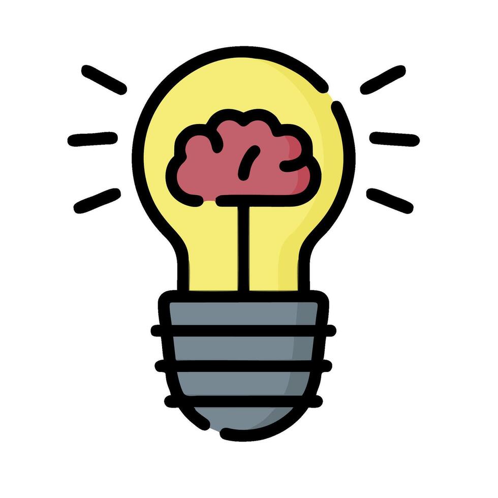light bulb with brain icon, illustration vector