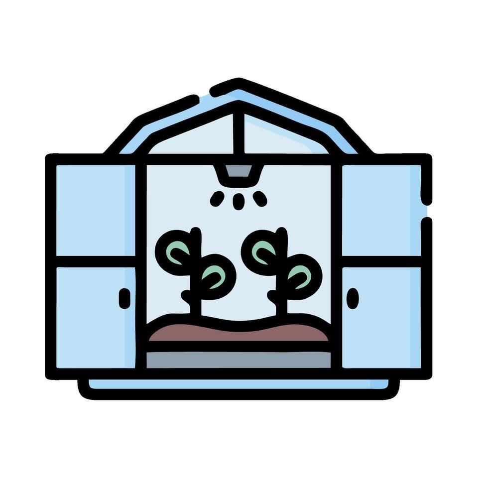 greenhouse with plants inside, illustration vector