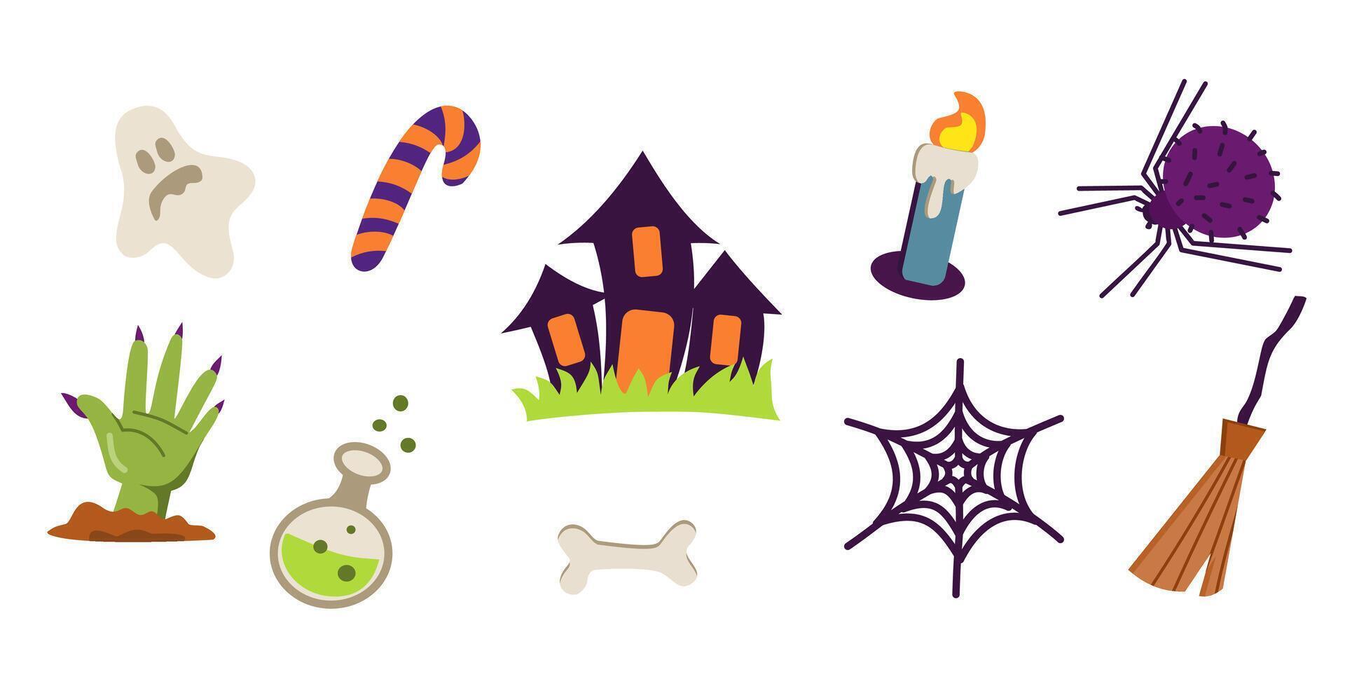 Collection of cute Halloween element vector