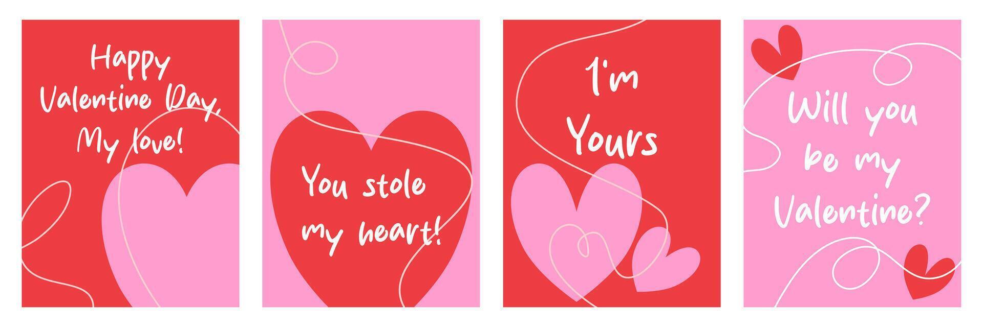 Creative concept of Happy Valentines Day cards set with Modern abstract Templates for celebration, ads, branding, banner, cover, label, poster, and sales vector