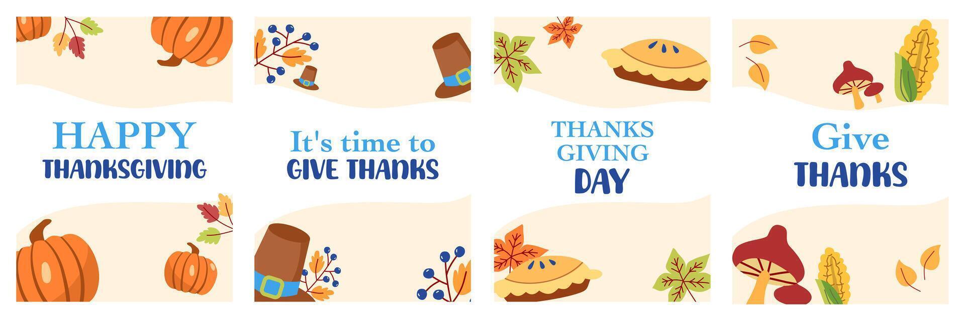 happy thanksgiving flat background with leaves or leaf Template for poster, banner, and card invitation vector