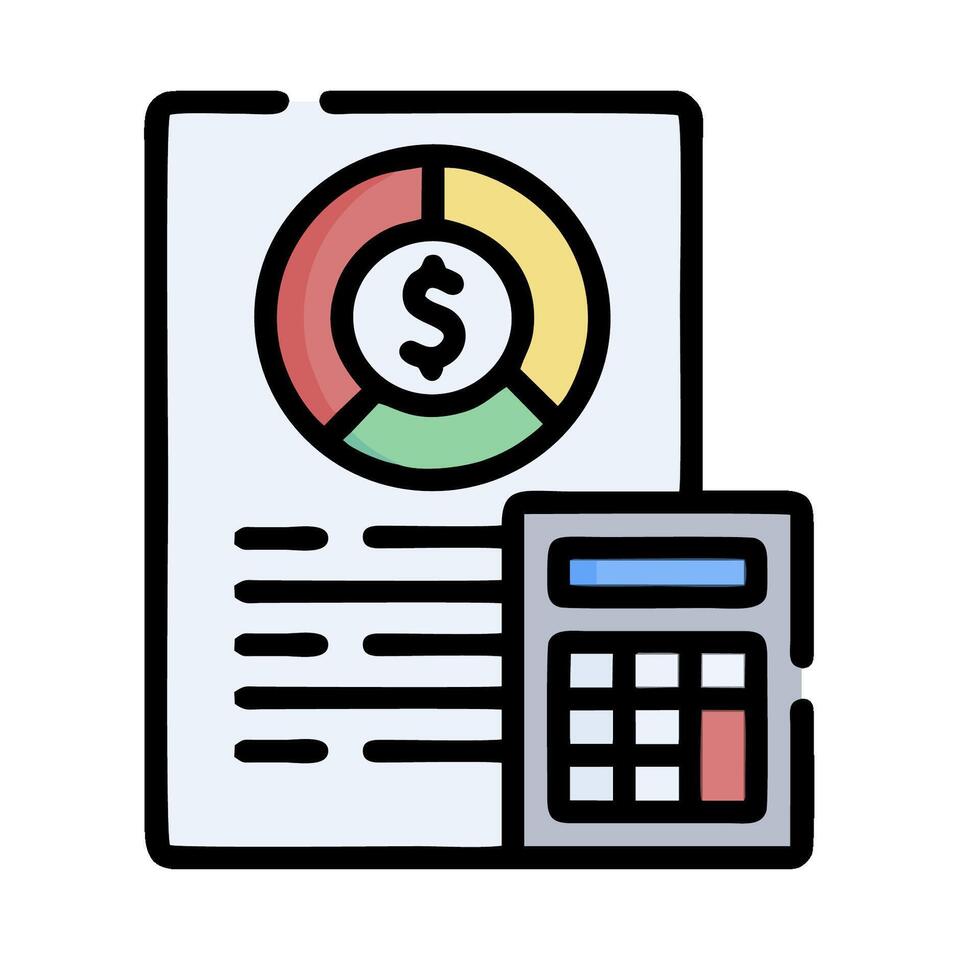 A calculator and a document with a dollar sign vector