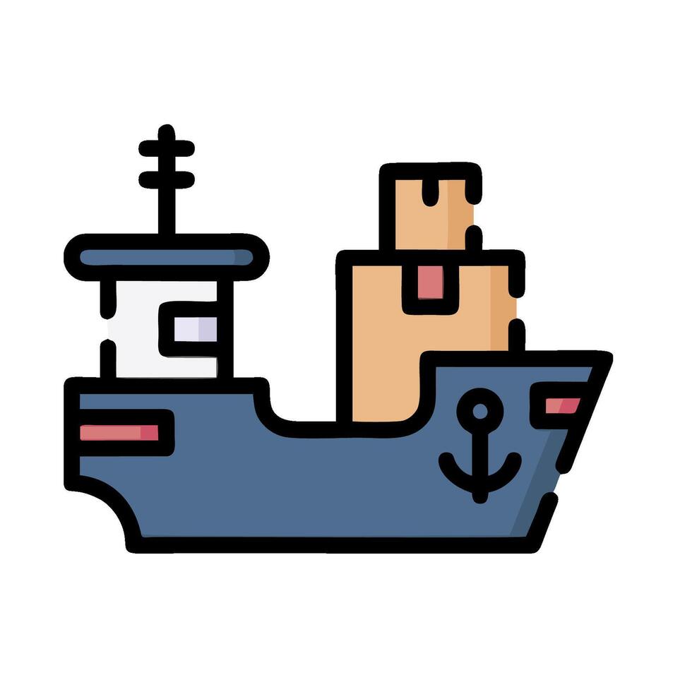 A cargo ship with a cargo container on top vector