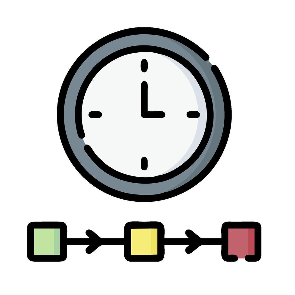 a clock and a series of colored boxes vector