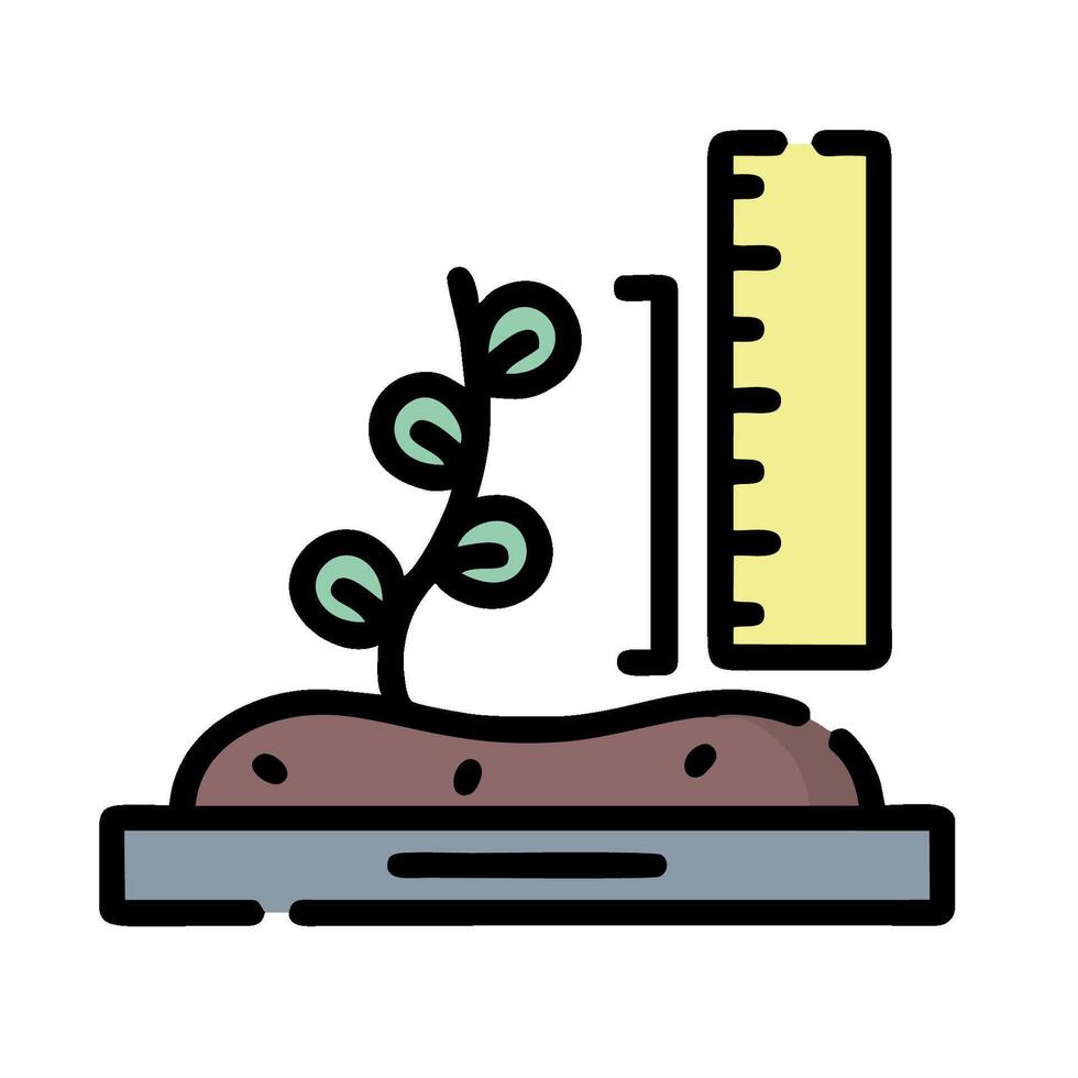 a plant growing in a pot with a ruler vector