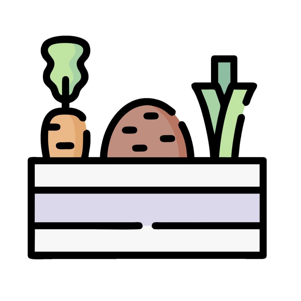 A box with vegetables and a carrot vector