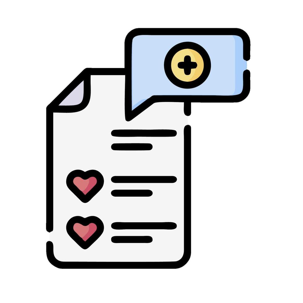 A paper with a check mark and a heart vector