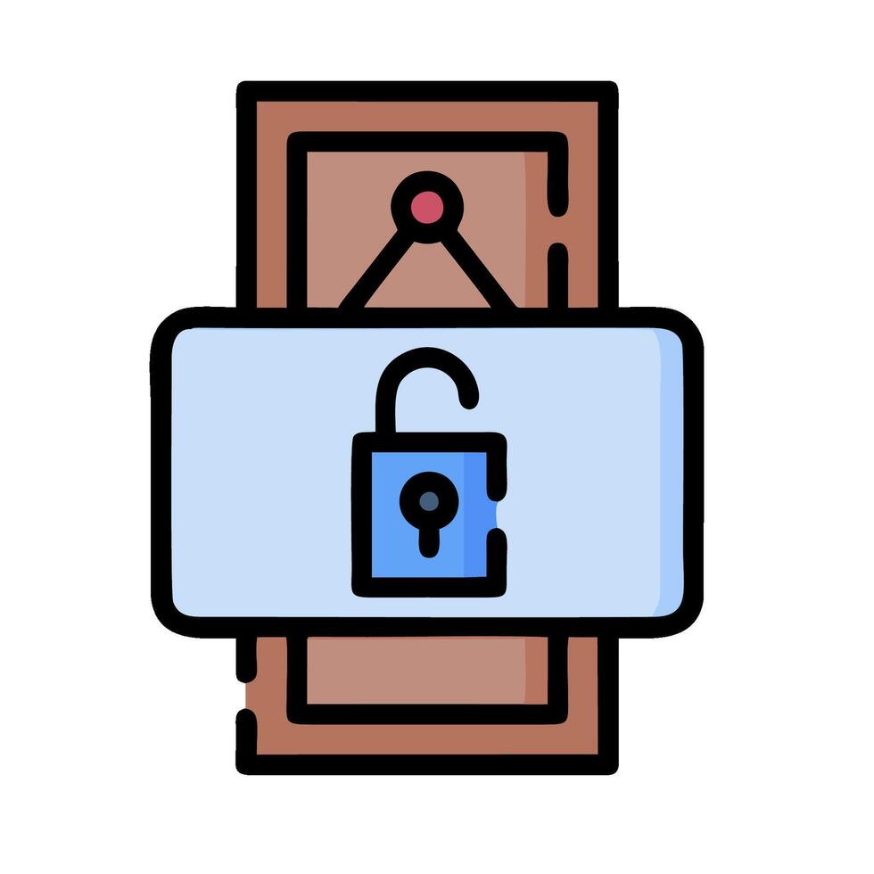 A door with a padlock on it vector