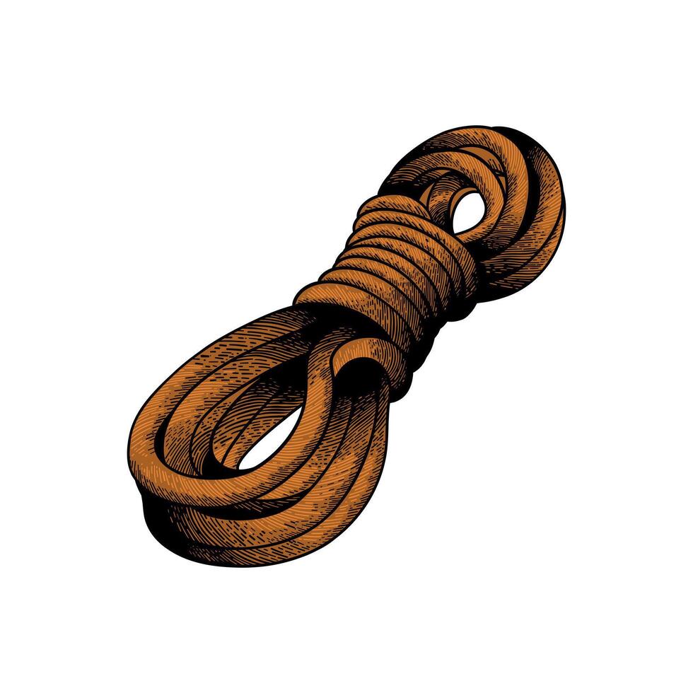 hand drawn camping rope colored illustration vector
