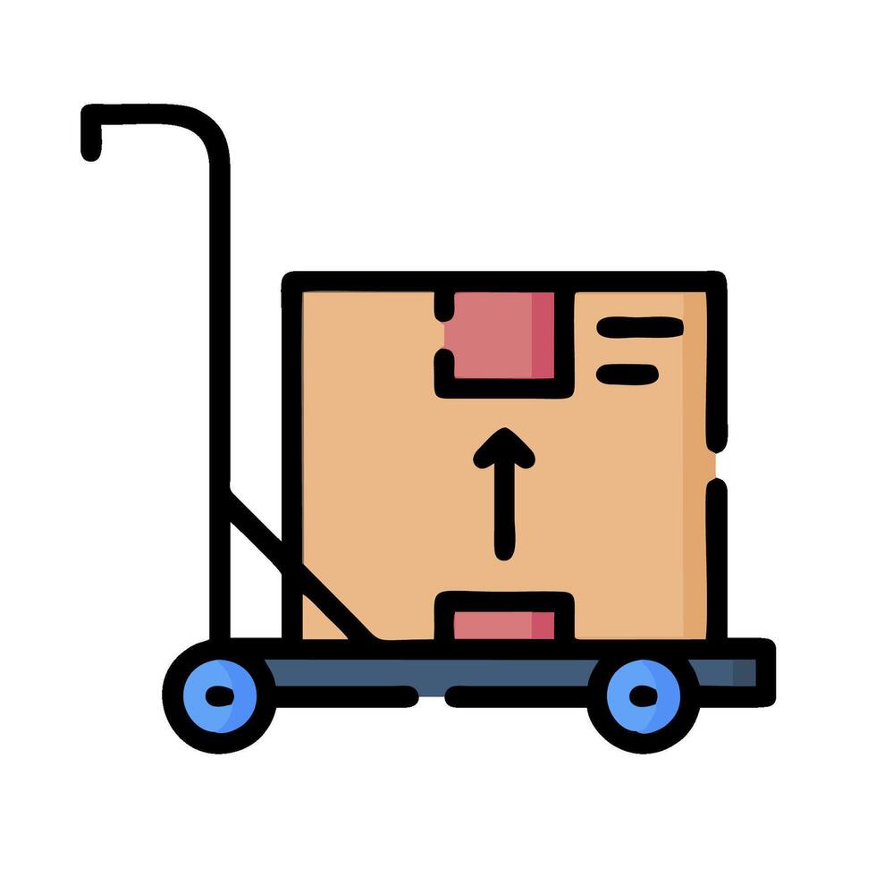 A hand truck with a box on it vector