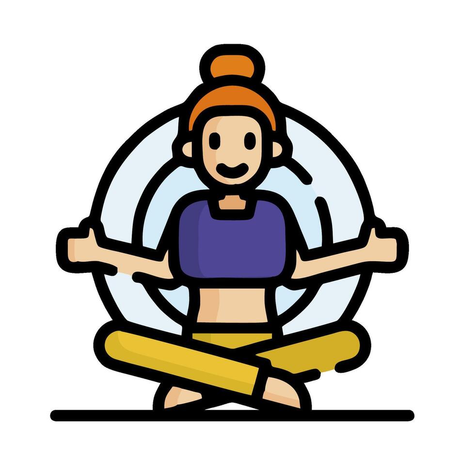A woman sitting in a circle with her hands up vector
