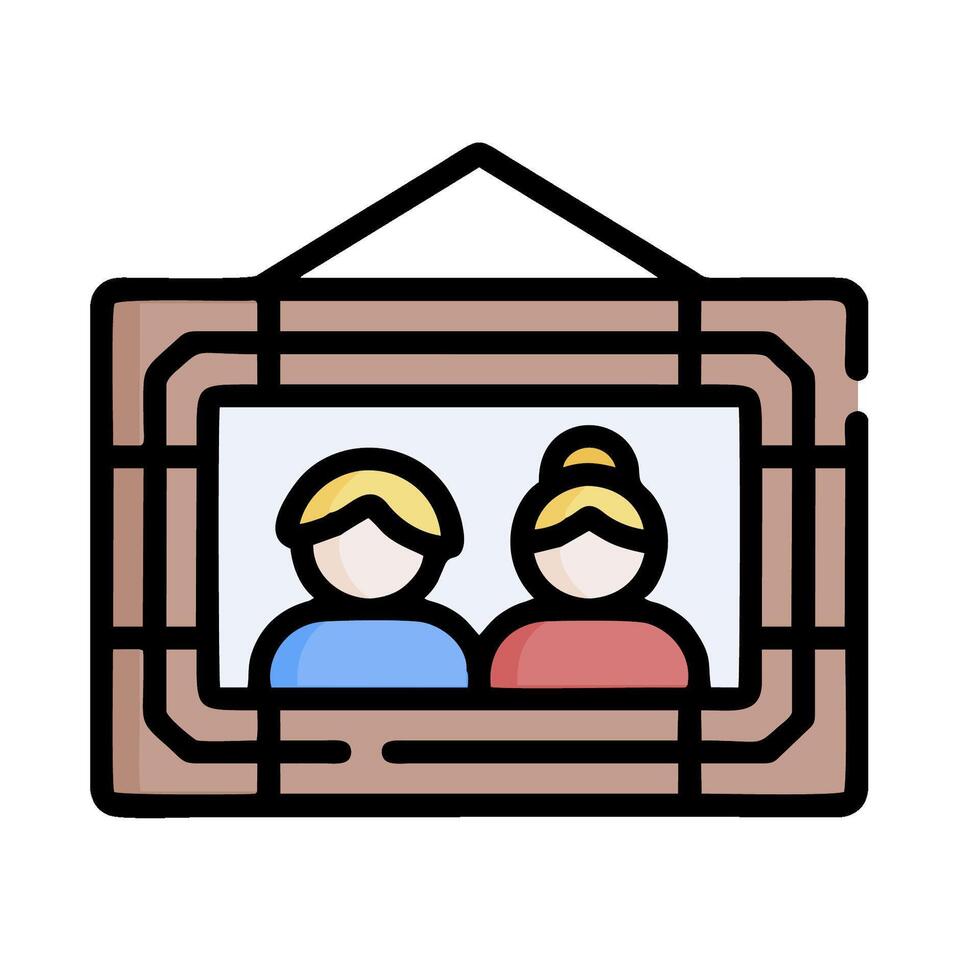 A couple is looking into a picture frame vector