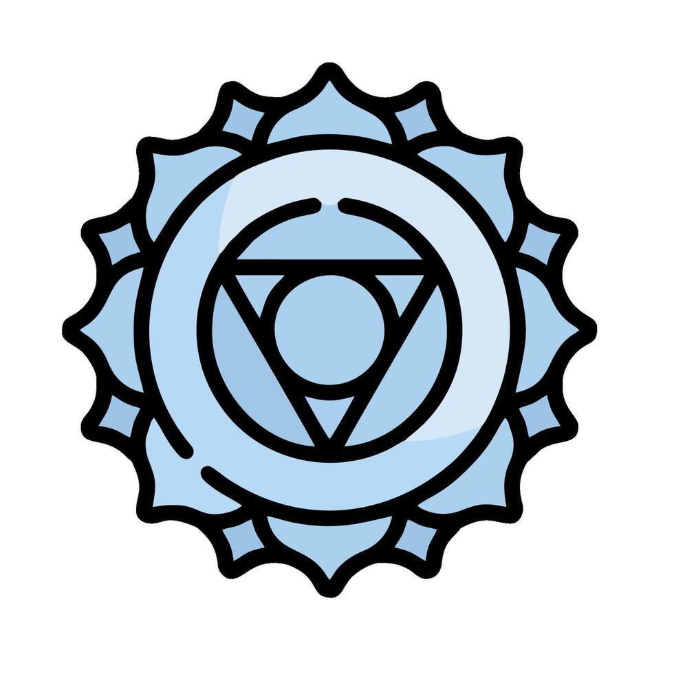 The chakra symbol is shown in a blue and white color vector