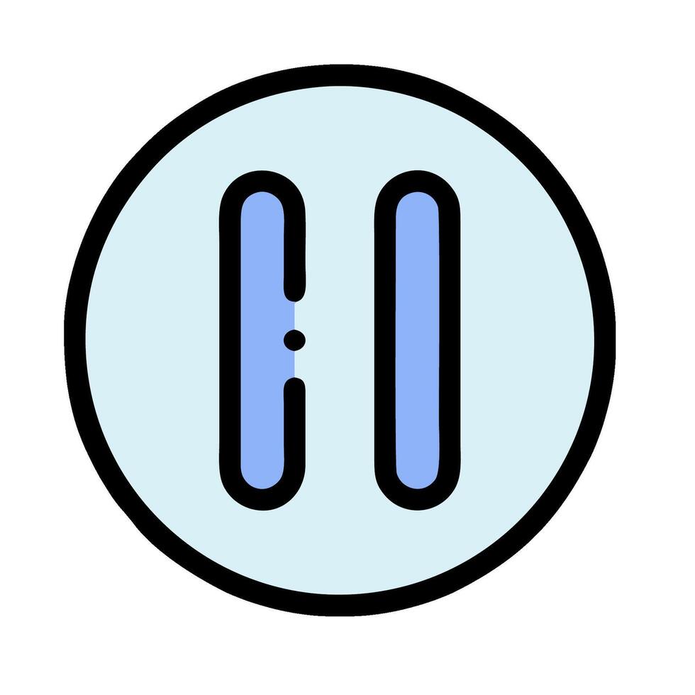 A blue and white icon of a button with two lines vector