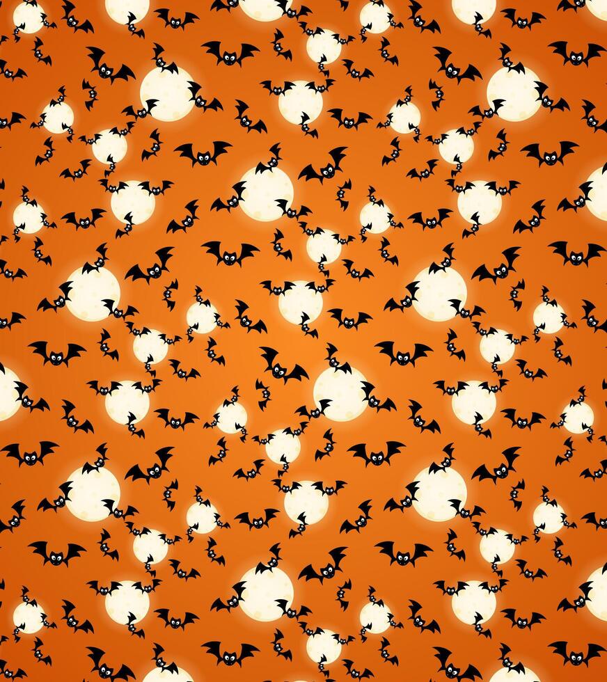 Halloween Pattern with Bats and Moons vector