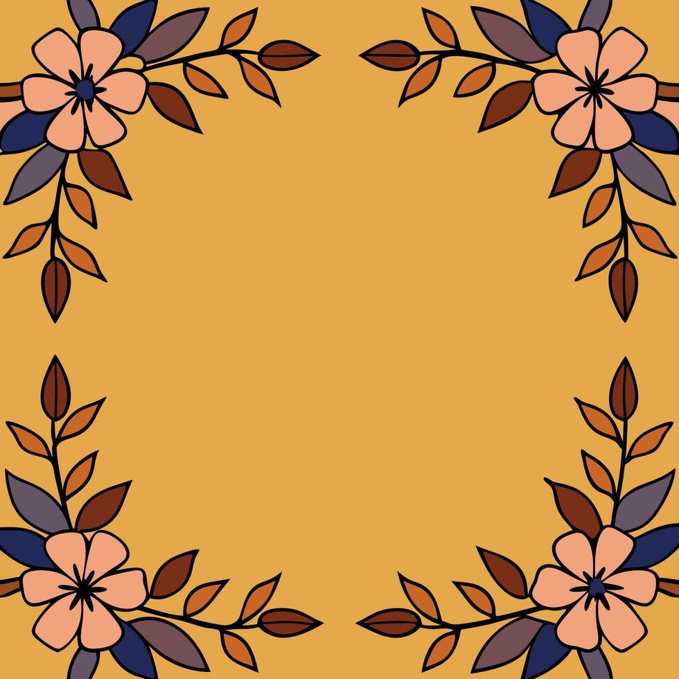 A flower wreath on a yellow background vector