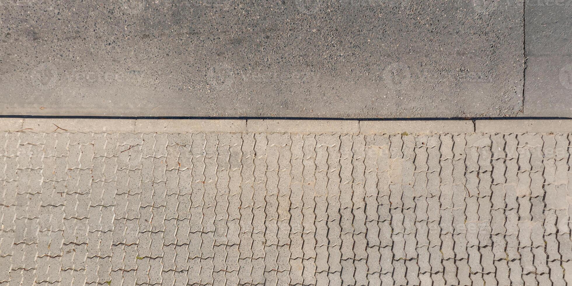 top view of surface of paving slabs and pedestrian footpath photo