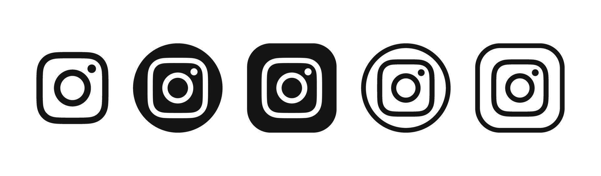 Instagram black logo button set vector