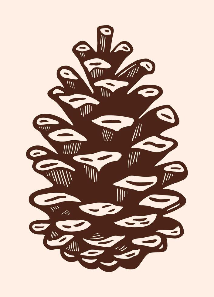 Pine cone pinecone drawing fall season autumn thanksgiving winter holidays Christmas isolated natural element shape illustration brown boho earthy forest woods aesthetic decor cut file vector