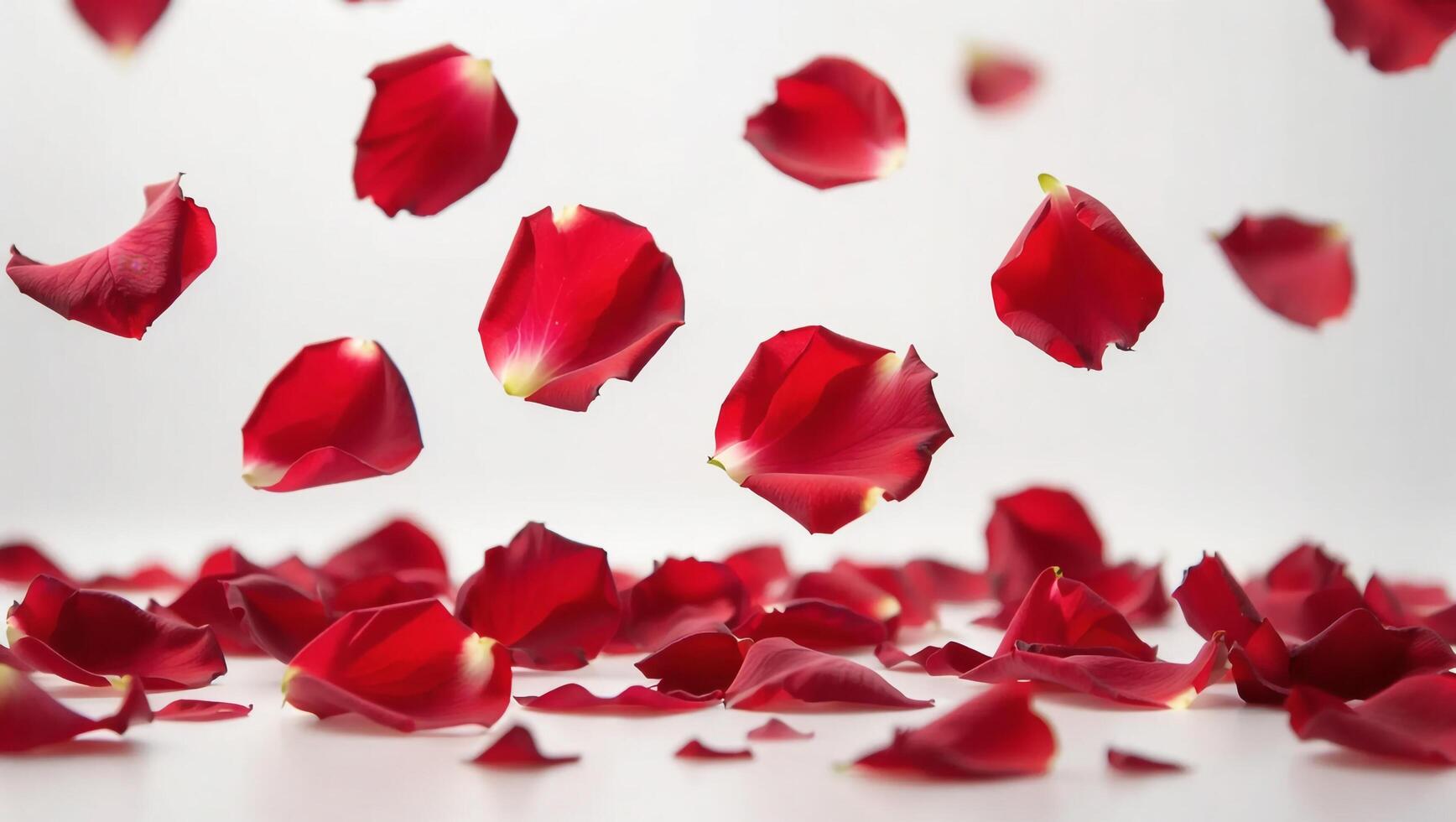 Falling Rose petal, isolated on white background photo