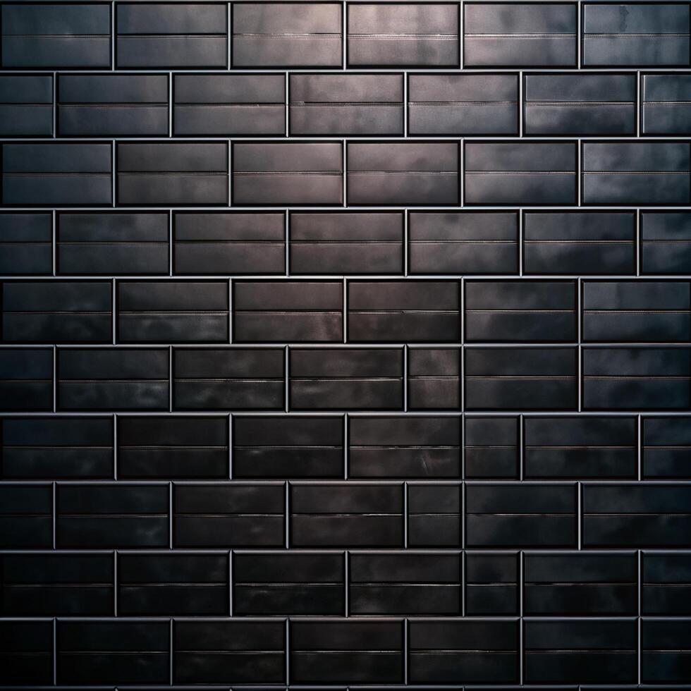 A black and white photo of a wall with a black tile