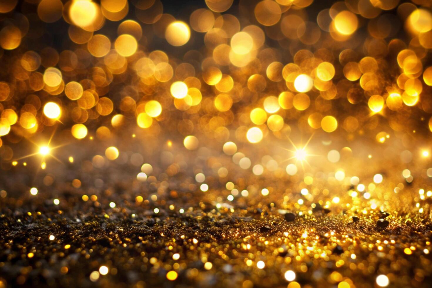 Gold glitter bokeh background with sparkles photo