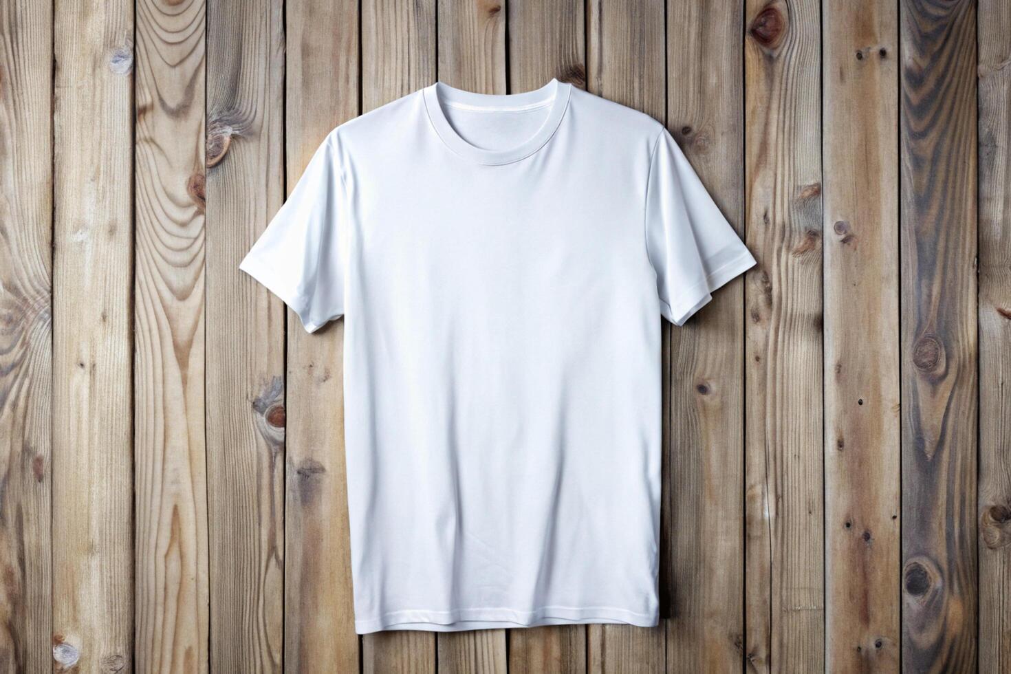 White t - shirt on wooden wall photo
