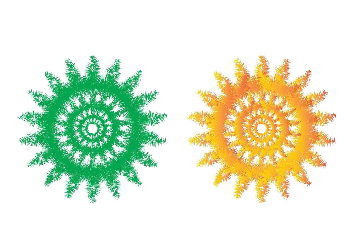 Green and Orange Fractal Blossoms in Mandela Art vector