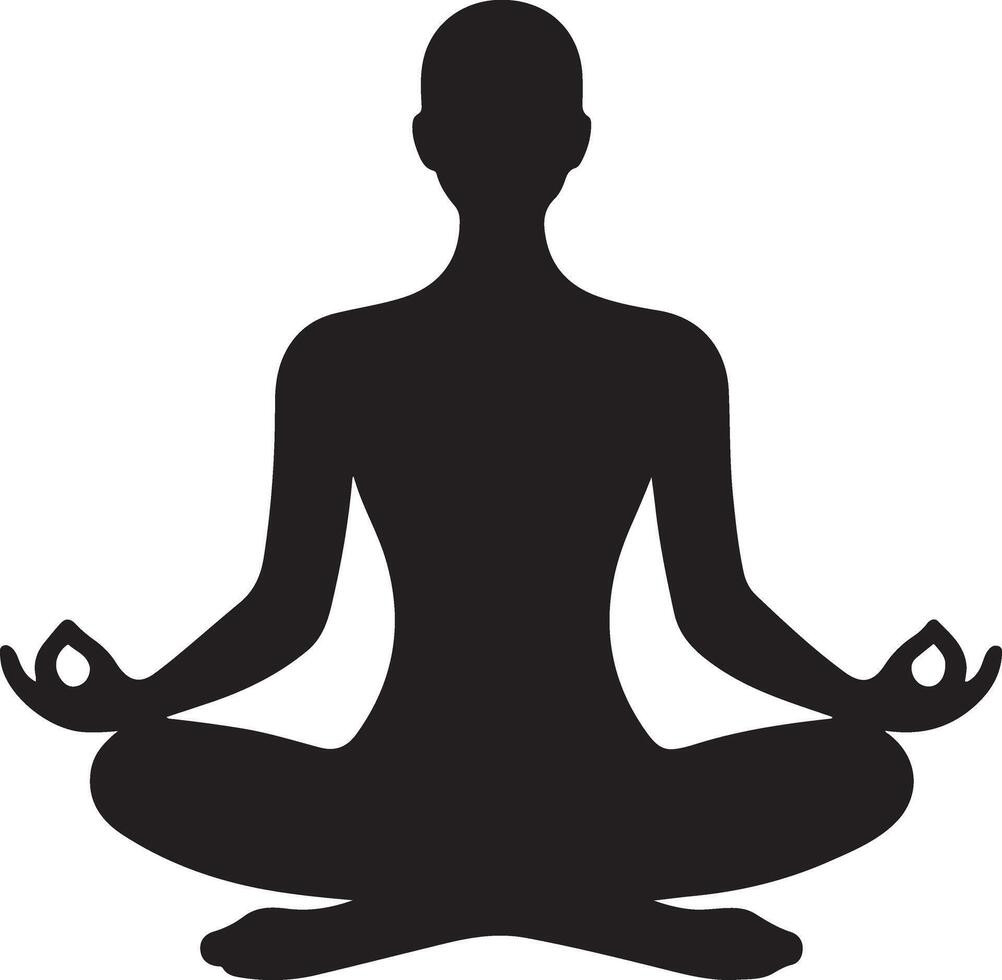 Meditating Man Figure Silhouette Illustration Art vector