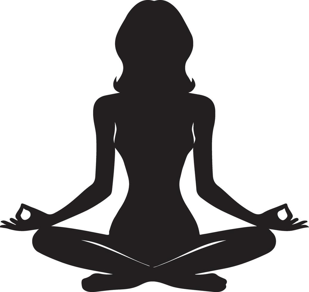 Graceful Meditation Woman Illustration in Silhouette vector