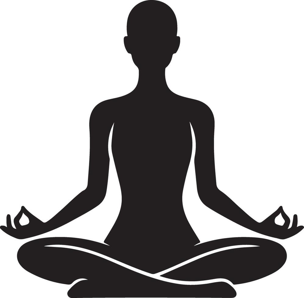 Meditative Woman Figure Silhouette Illustration Design vector
