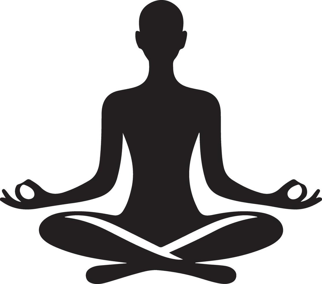 Meditating Man Figure in Elegant Silhouette Form vector