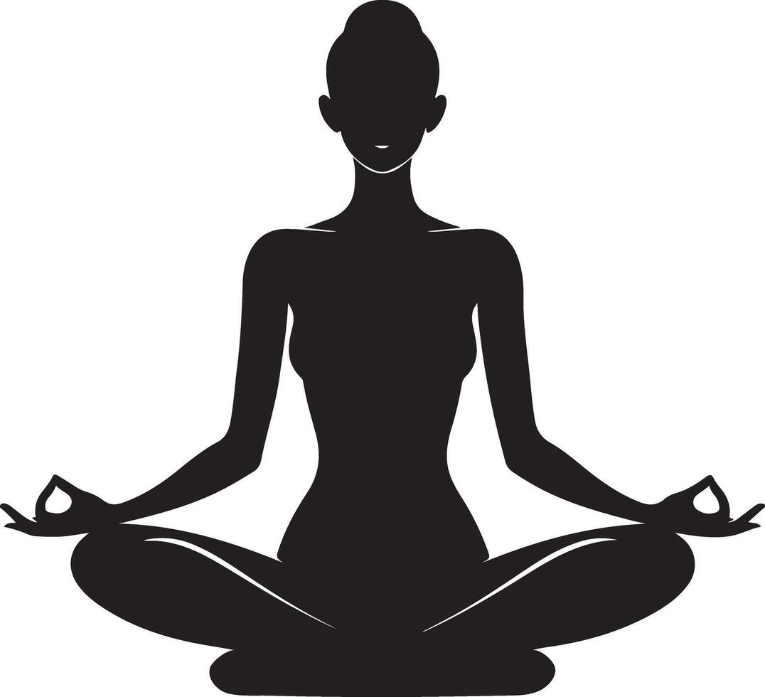 Tranquil Woman Silhouette Meditation Illustration Design vector