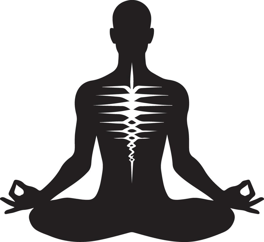 Beautiful Meditating Man Figure Silhouette Drawing vector