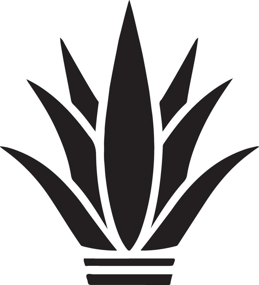Unique Aloe Vera Plant Silhouette Icon Illustration vector