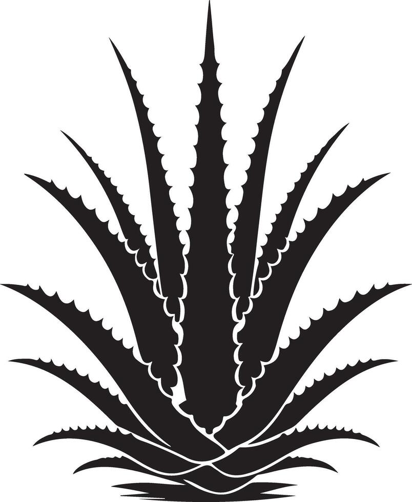 Silhouette Aloe vera tree in the ground black color vector
